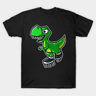 Dinosaur Tyrannosaurus Rex Retro Roller Skate graphic T-Shirt